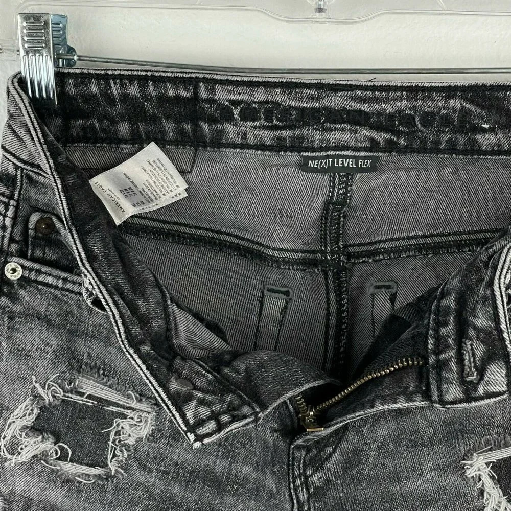 American Eagle Next Level Flex Jeans Mens 26 x 28 Distressed Acid Washed Black - Picture 9 of 10